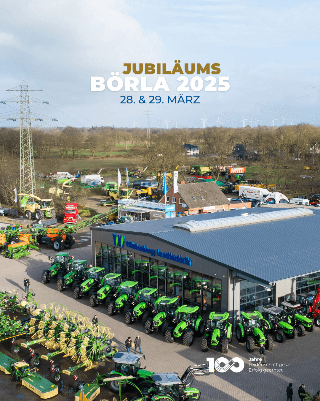 Luftaufnahme Börm mit Schriftzug Jubiläum-BÖRLA 2025